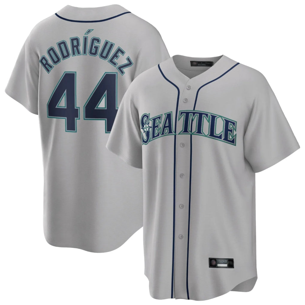 Tlead S.Mariners #44 Julio Rodriguez Player Gray Home Game Stitched Jerseys