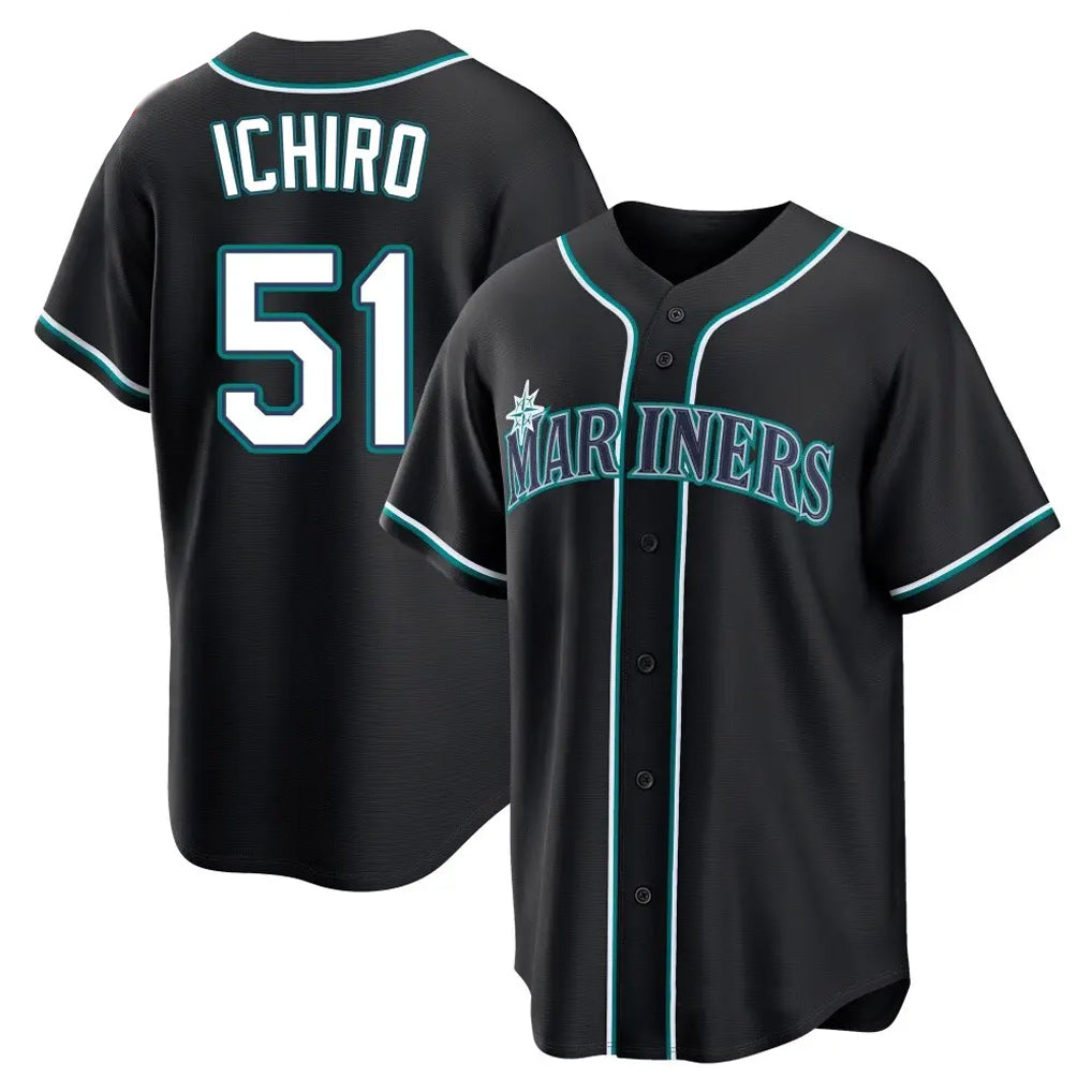 Tlead S.Mariners #51 Ichiro Suzuki Player Black Fashion Home Limited Stitched Jerseys