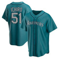 Tlead S.Mariners #51 Ichiro Suzuki Player Teal Home Game Stitched Jerseys