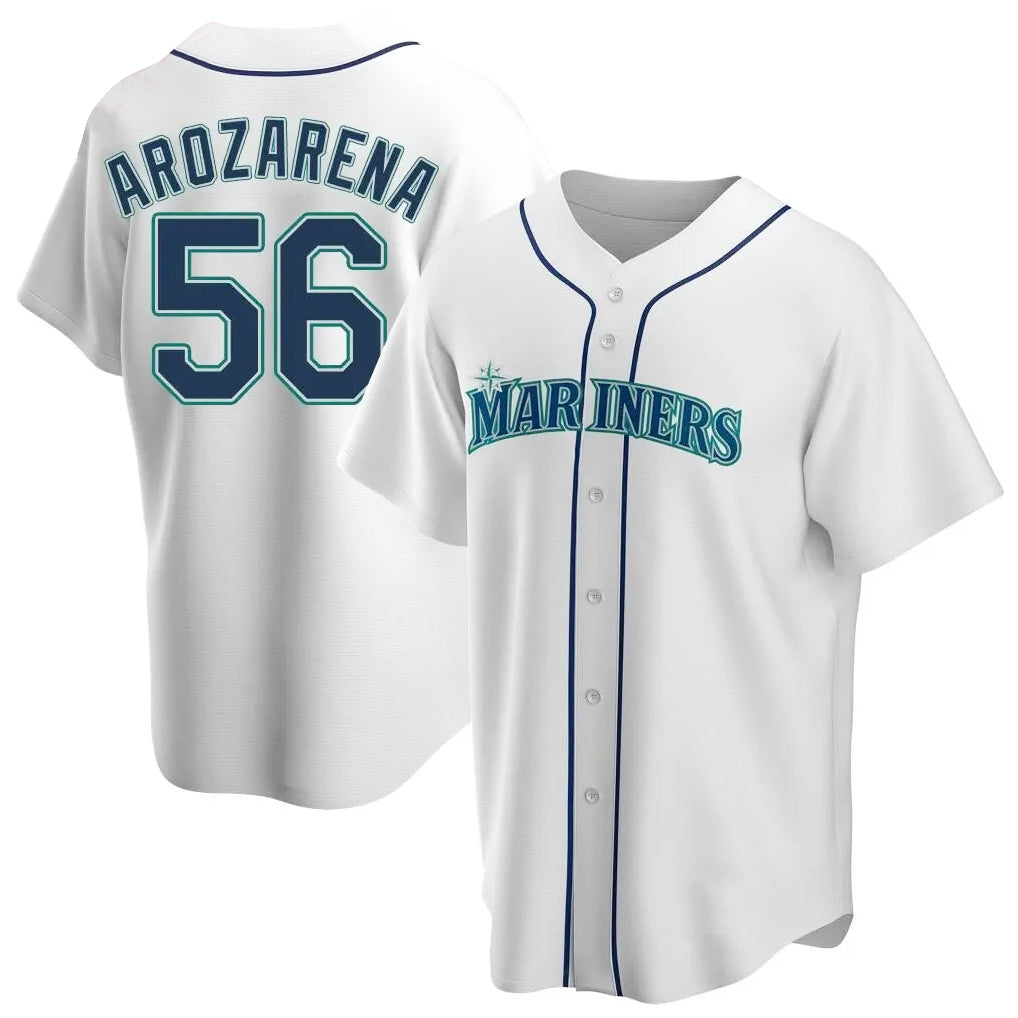 Tlead S.Mariners #56 Randy Arozarena Player White Home Game Stitched Jerseys