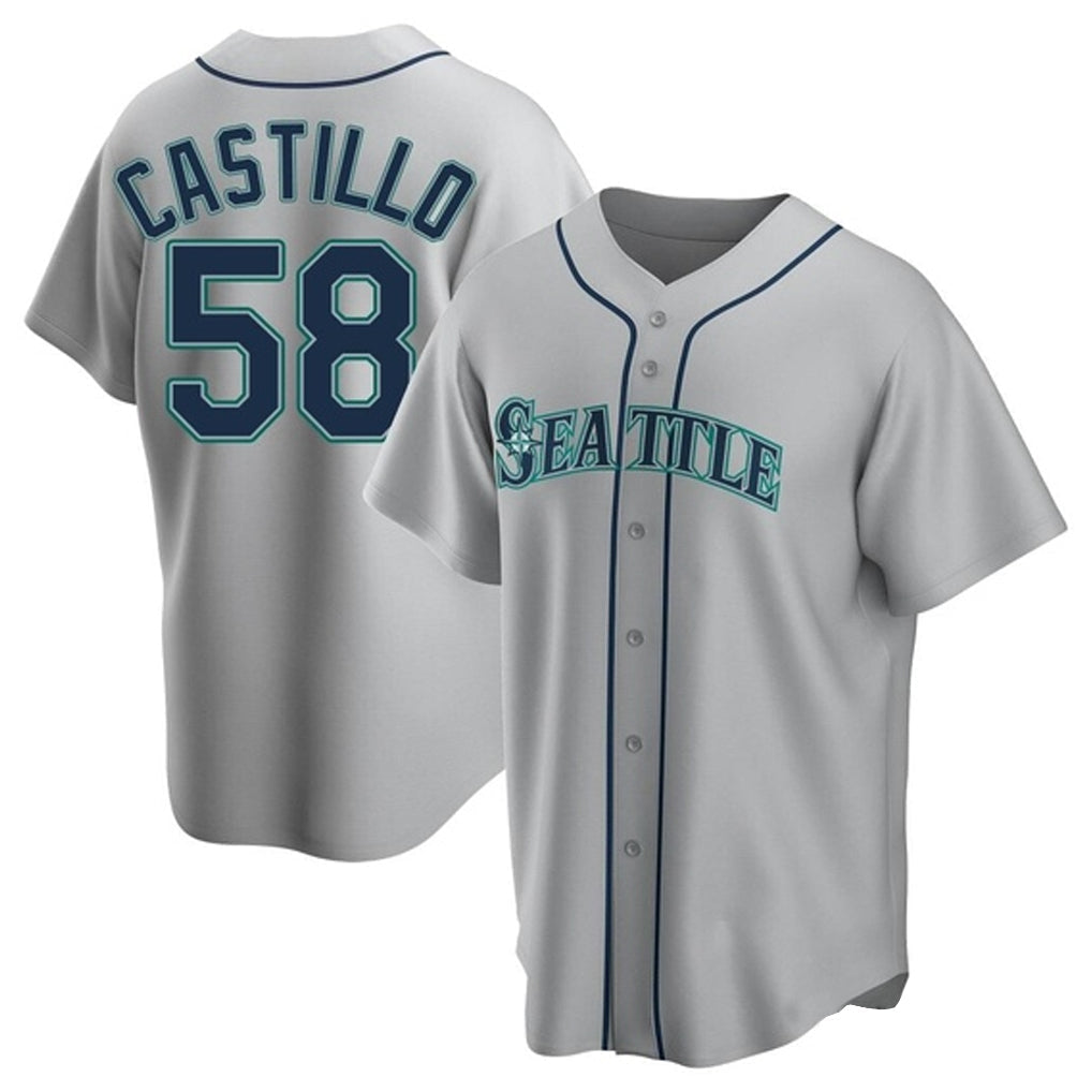 Tlead S.Mariners #58 Luis Castillo Player Gray Home Game Stitched Jerseys