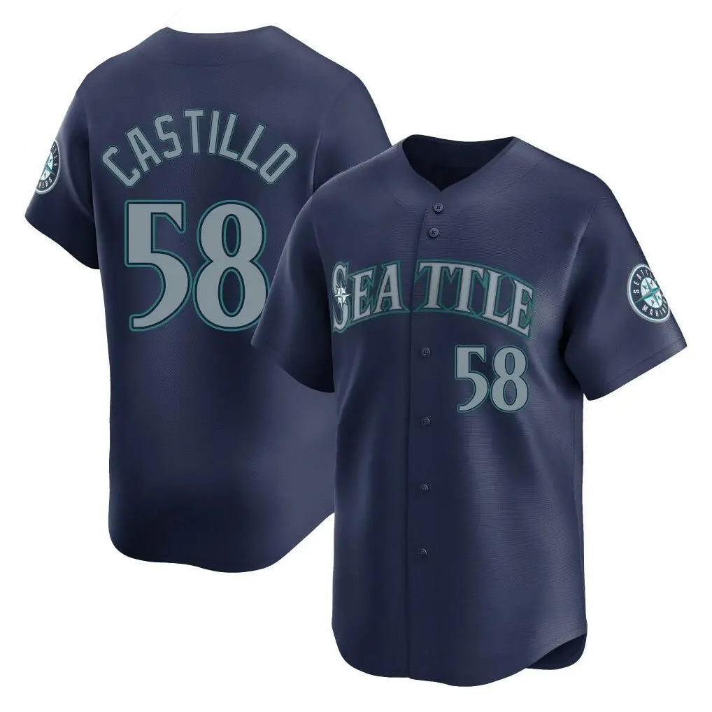 Tlead S.Mariners #58 Luis Castillo Player Navy Home Limited Stitched Jerseys