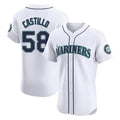 Tlead S.Mariners #58 Luis Castillo Player White Home Limited Elite Stitched Jerseys