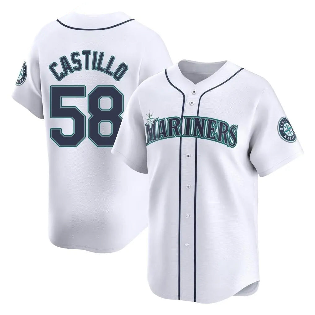 Tlead S.Mariners #58 Luis Castillo Player White Home Limited Stitched Jerseys