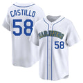 Tlead S.Mariners #58 Luis Castillo Player White Throwback Cooperstown Collection Limited Game Stitched Jerseys