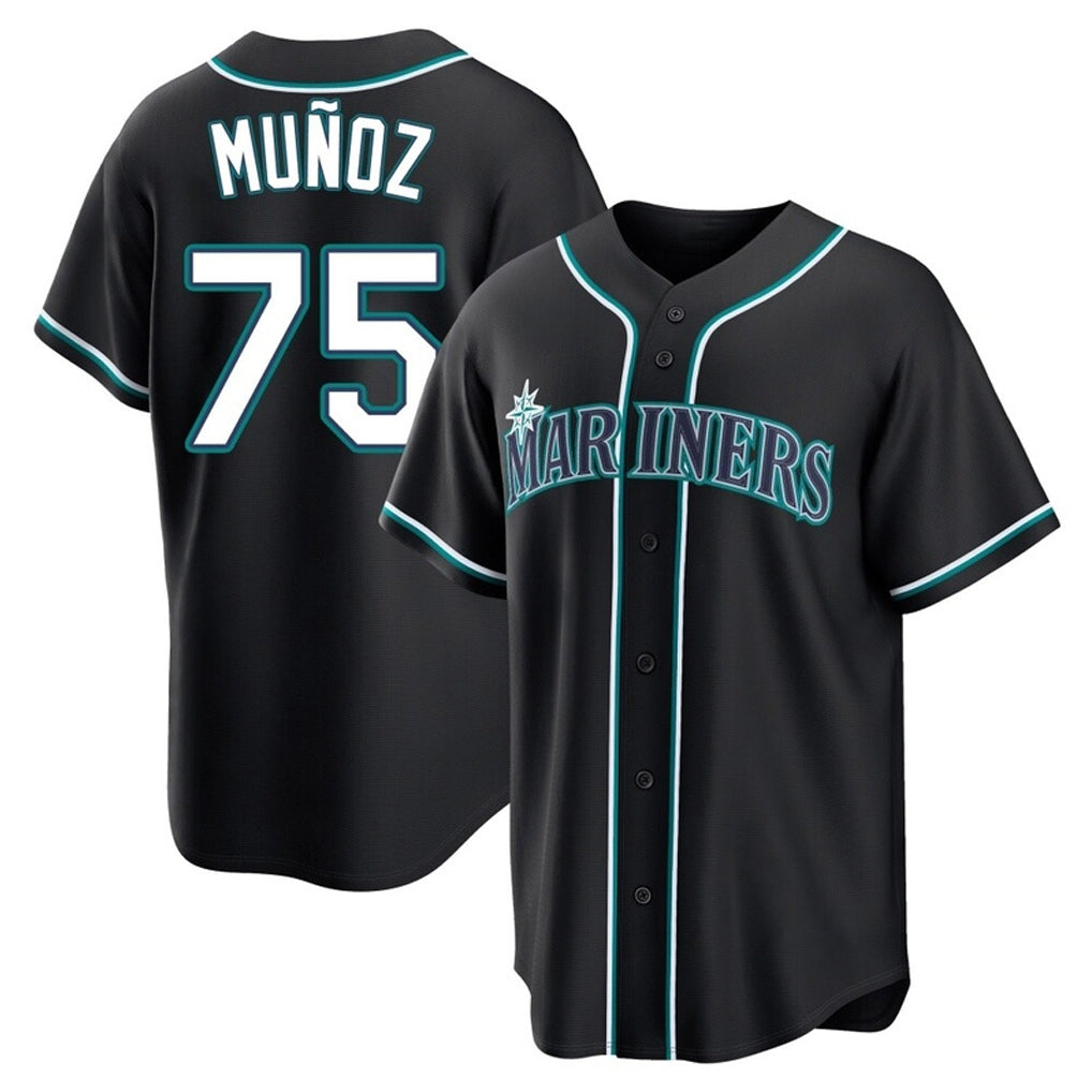 Tlead S.Mariners #75 Andres Munoz Player Black Fashion Home Limited Stitched Jerseys