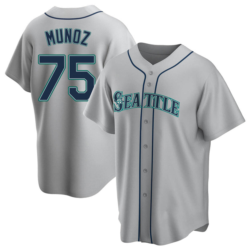 Tlead S.Mariners #75 Andres Munoz Player Gray Home Game Stitched Jerseys