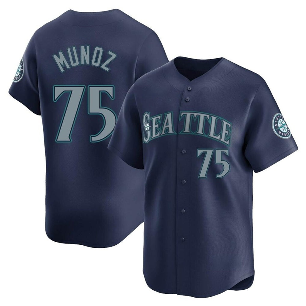 Tlead S.Mariners #75 Andres Munoz Player Navy Home Limited Stitched Jerseys