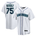 Tlead S.Mariners #75 Andres Munoz Player White Home Game Stitched Jerseys
