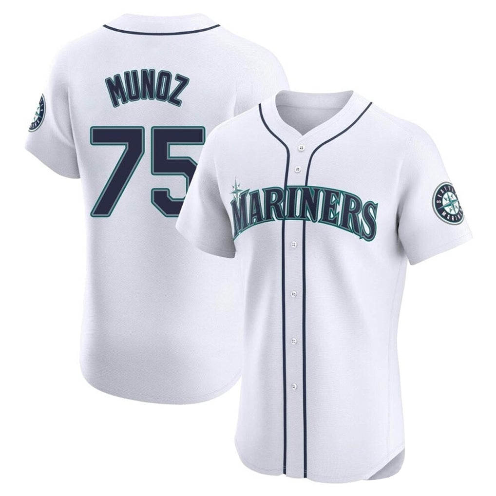 Tlead S.Mariners #75 Andres Munoz Player White Home Limited Elite Stitched Jerseys