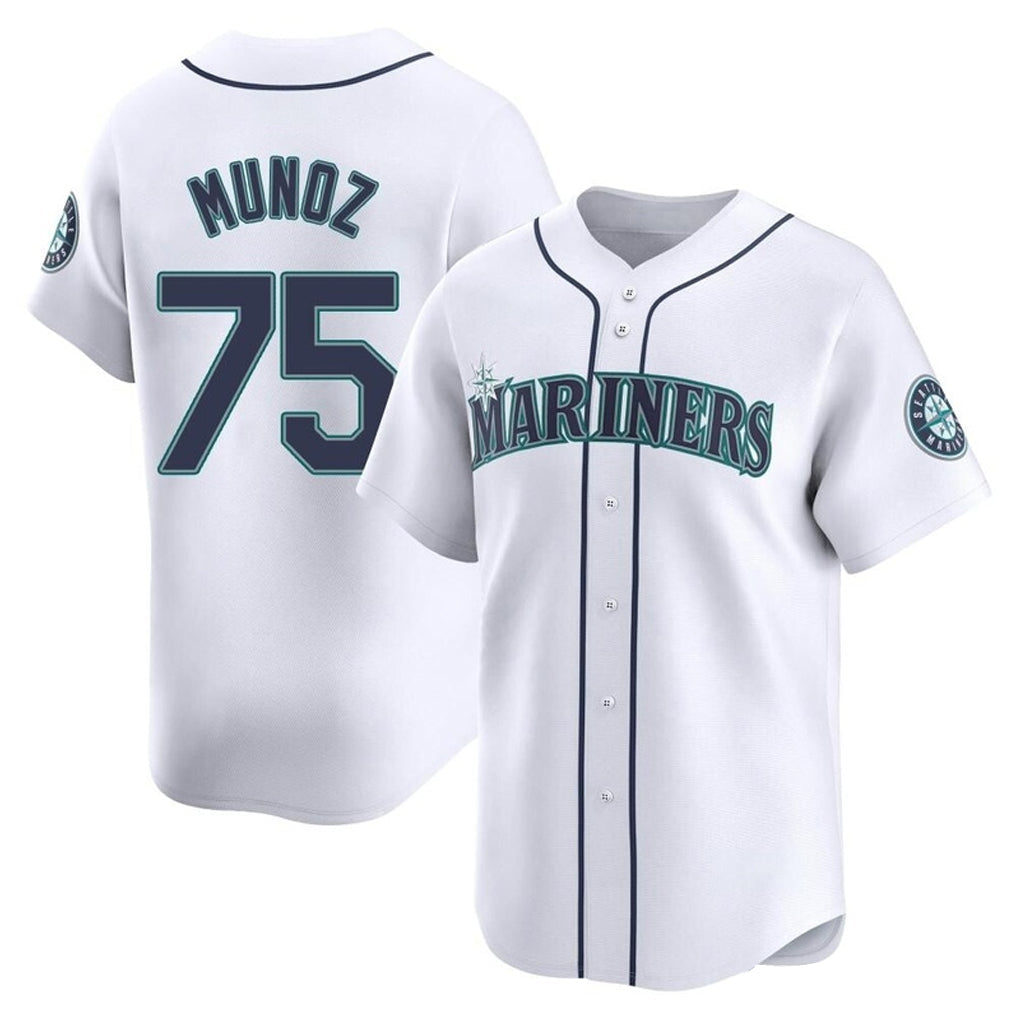 Tlead S.Mariners #75 Andres Munoz Player White Home Limited Stitched Jerseys