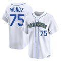 Tlead S.Mariners #75 Andres Munoz Player White Throwback Cooperstown Collection Home Limited Stitched Jerseys