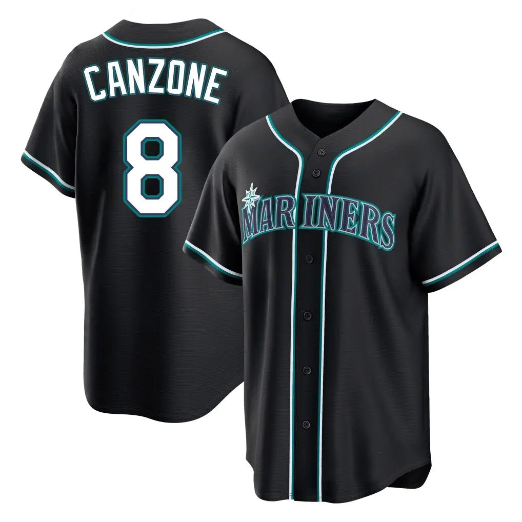 Tlead S.Mariners #8 Dominic Canzone Player Black Fashion Home Limited Stitched Jerseys