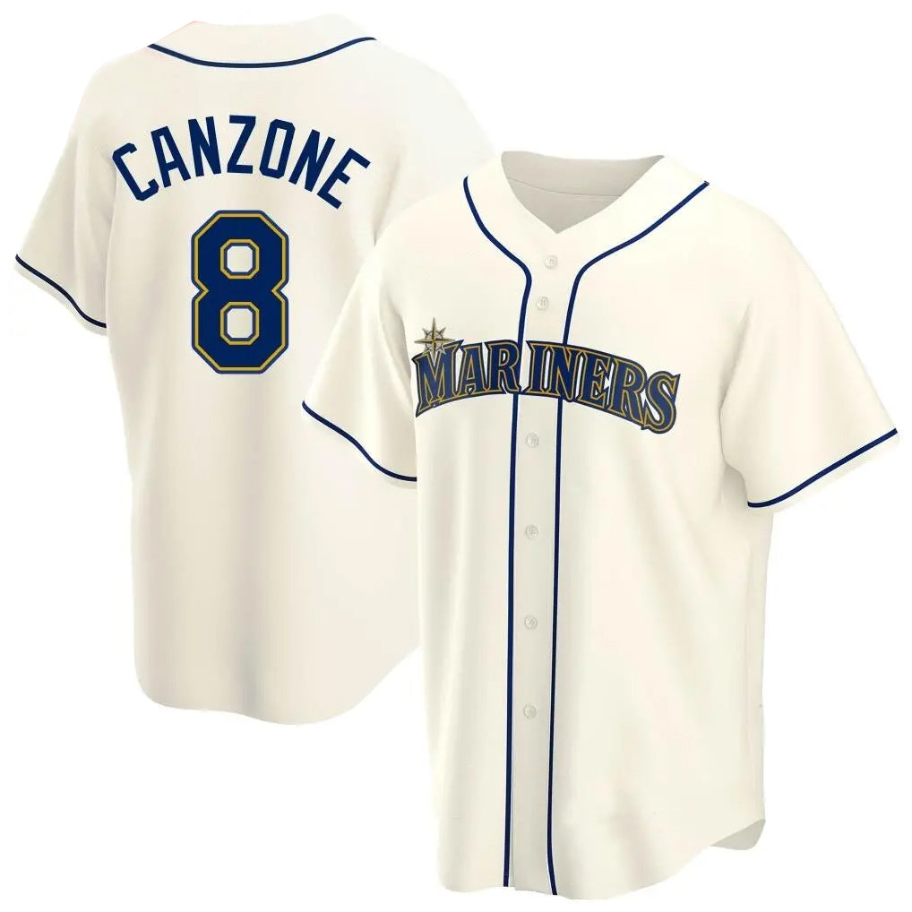 Tlead S.Mariners #8 Dominic Canzone Player Cream Home Game Stitched Jerseys