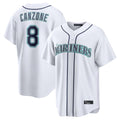 Tlead S.Mariners #8 Dominic Canzone Player White Home Game Stitched Jerseys