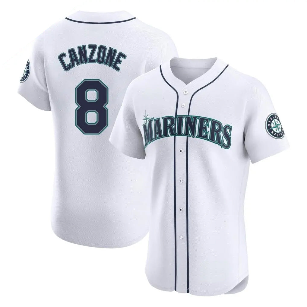 Tlead S.Mariners #8 Dominic Canzone Player White Home Limited Elite Stitched Jerseys