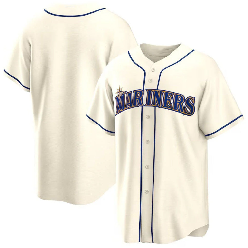 Tlead S.Mariners Blank Player Cream Home Game Stitched Jerseys