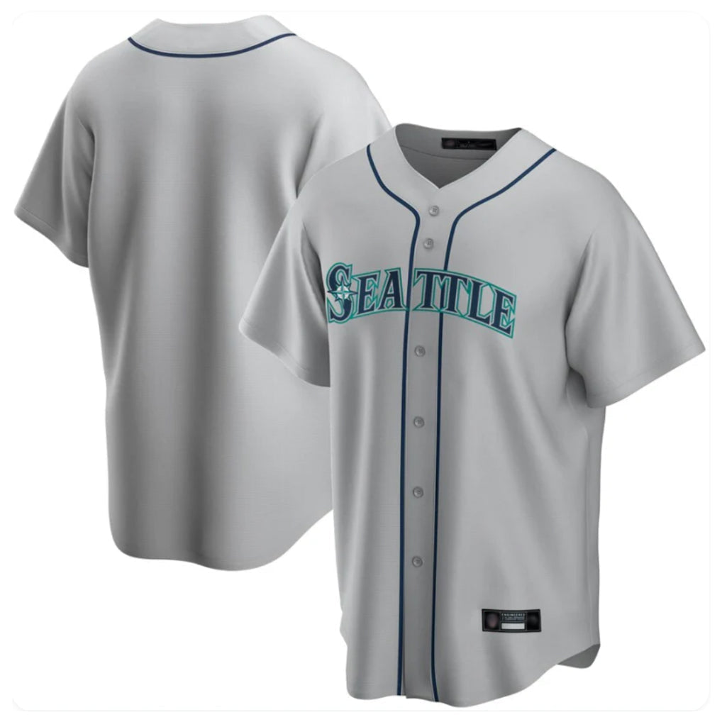 Tlead S.Mariners Blank Player Gray Home Game Stitched Jerseys