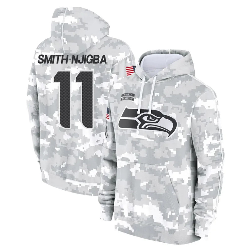 Tlead S.Seahawks #11 Jaxon Smith-Njigba Player Arctic Camo Limited Salute to Service Pullover Hoodies Game Stitched Jerseys