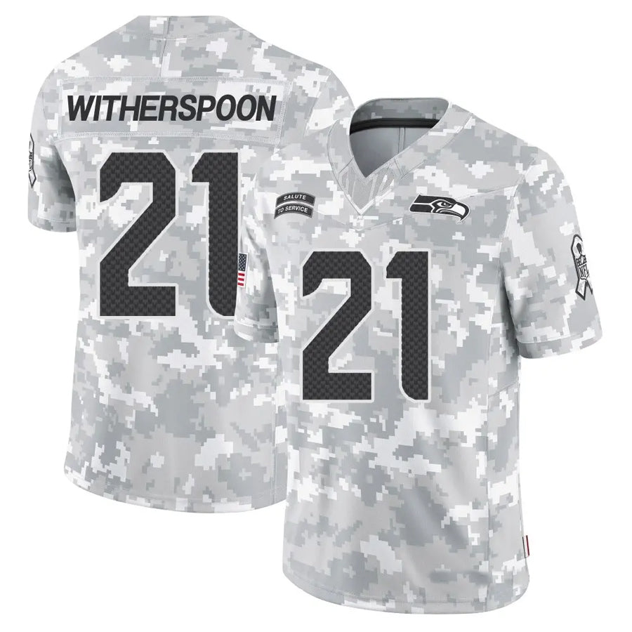 Tlead S.Seahawks #21 Devon Witherspoon Player Arctic Camo Salute to Service Limited Stitched Jerseys