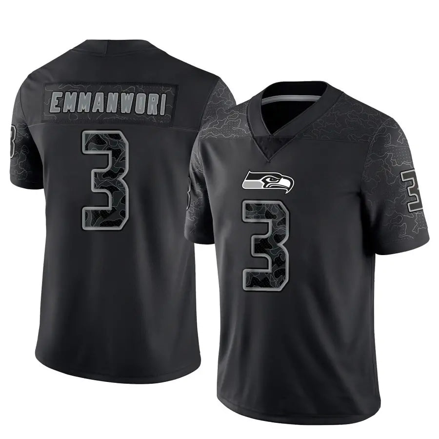 Tlead S.Seahawks #3 Nick Emmanwori Player Black RFLCTV Limited Football Jerseys