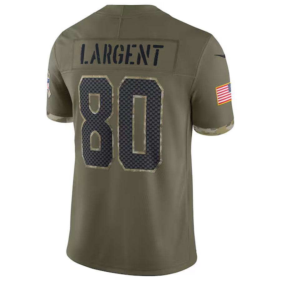 Tlead S.Seahawks #80 Steve Largent Player Salute to Service Olive Stitched Jerseys