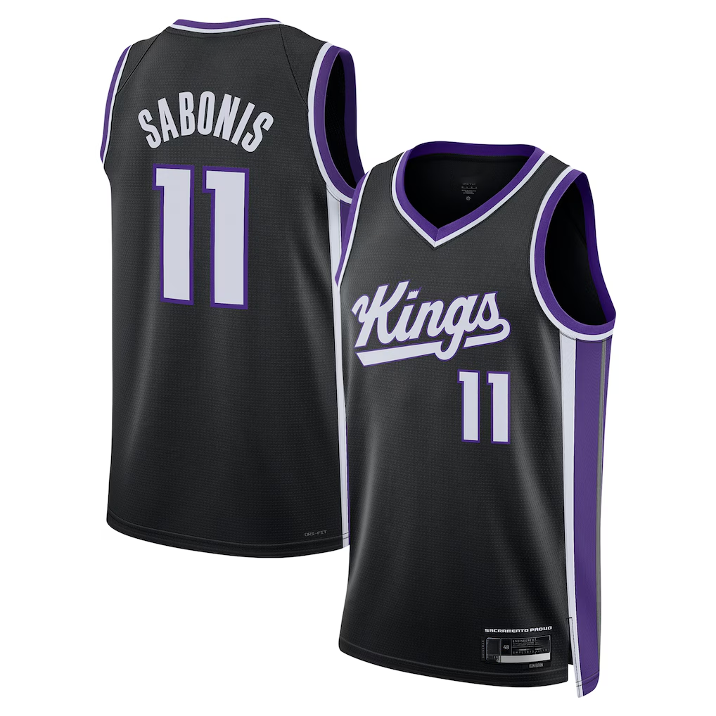 Tlead S.kings #11 Domantas Sabonis Black Swingman Player Jerseys - Icon Edition