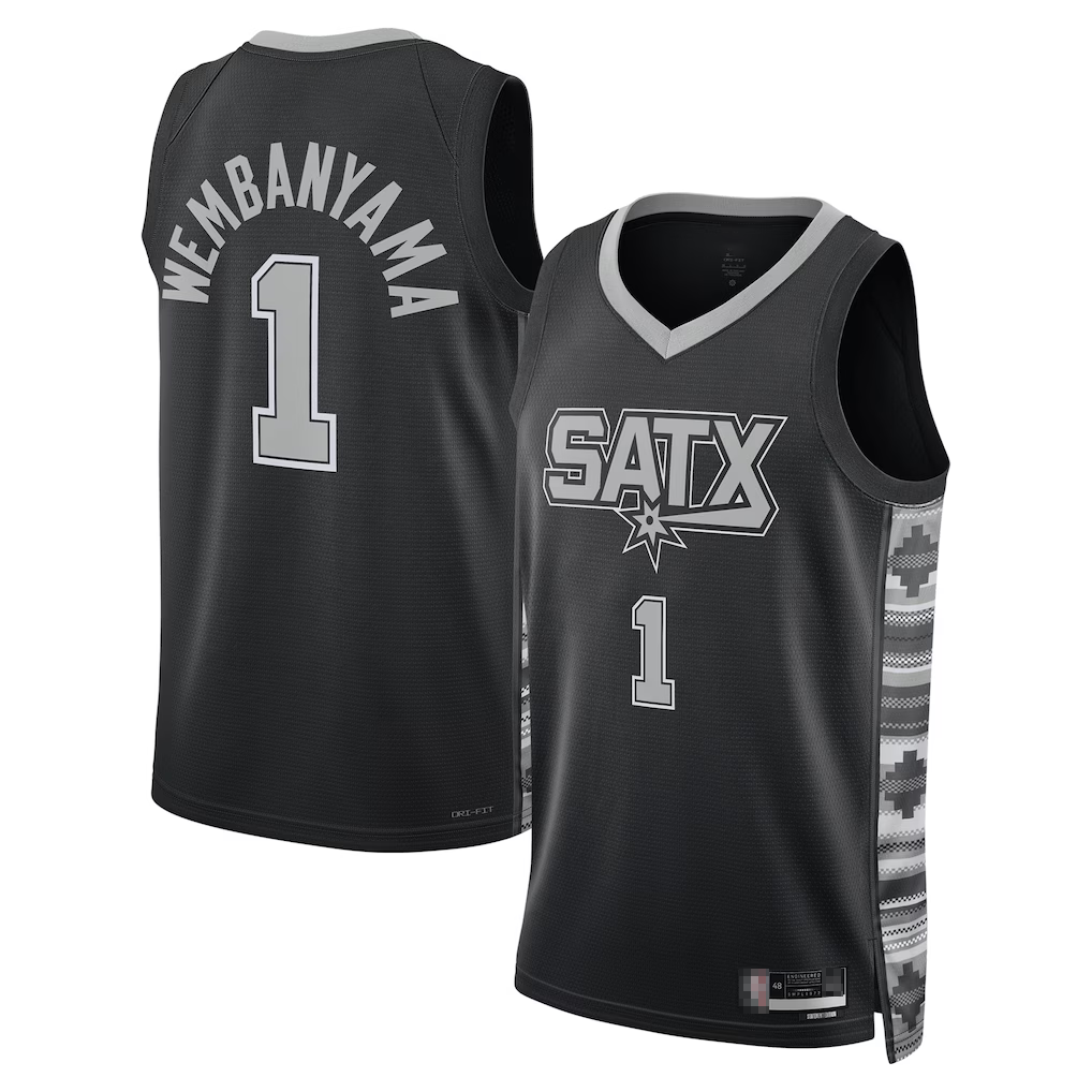 Tlead SA.Spurs #1 Victor Wembanyama Black Swingman Jerseys - Statement Edition