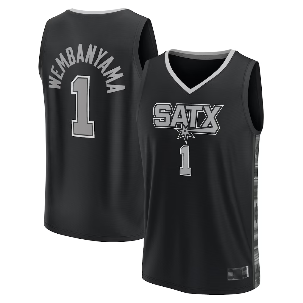 Tlead SA.Spurs #1 Victor Wembanyama Fanatics Black Fast Break Player Jerseys - Statement Edition