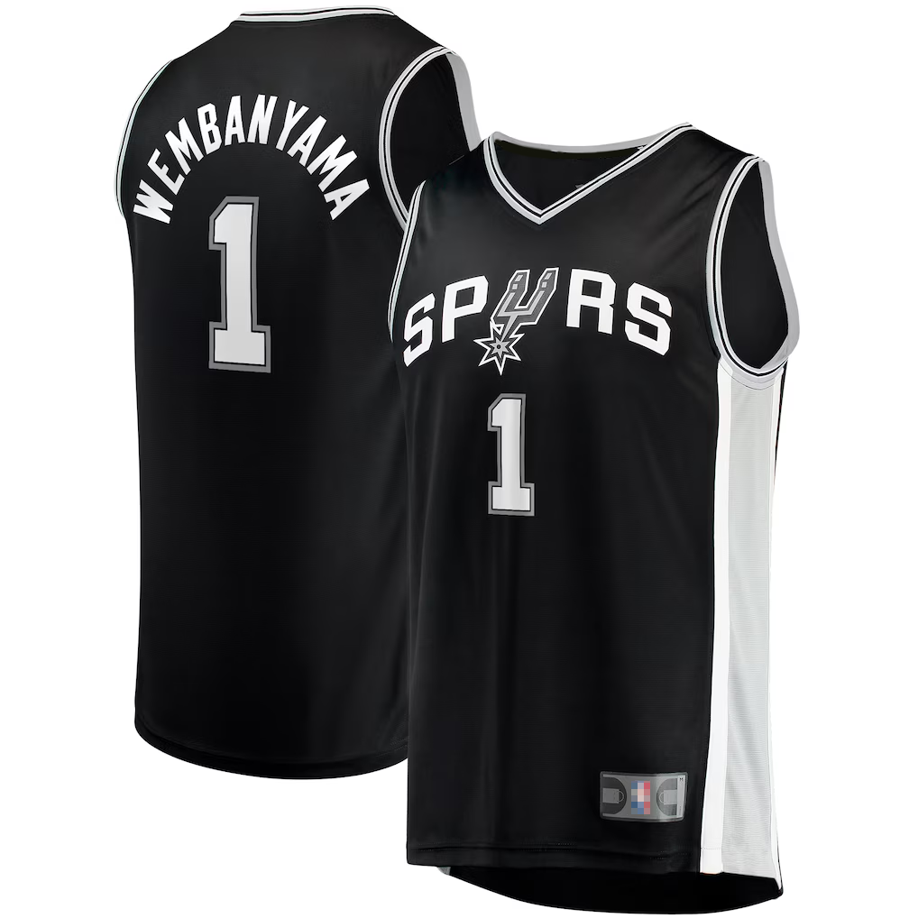 Tlead SA.Spurs #1 Victor Wembanyama Fanatics Black Fast Break Replica Jerseys - Icon Edition