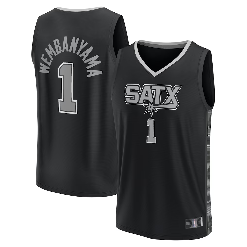 Tlead SA.Spurs #1 Victor Wembanyama Fanatics Black Fast Break Replica Player Jerseys - Statement Edition