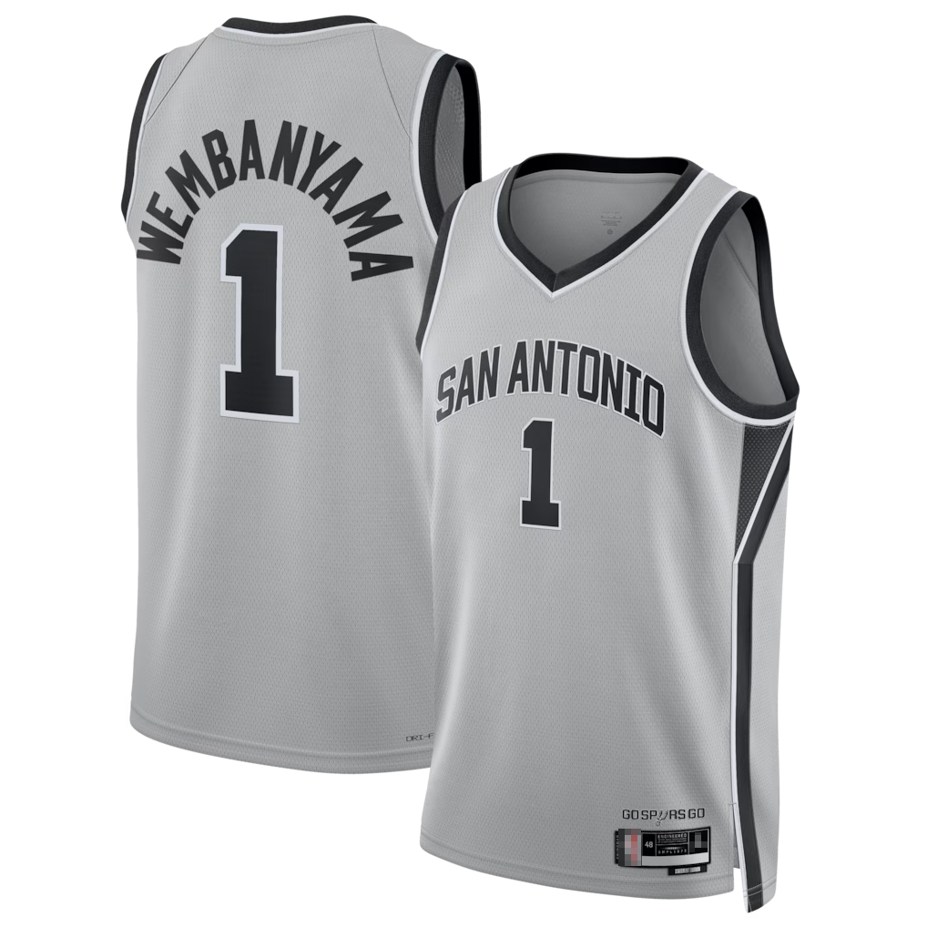 Tlead SA.Spurs #1 Victor Wembanyama Silver Swingman Jerseys - Statement Edition