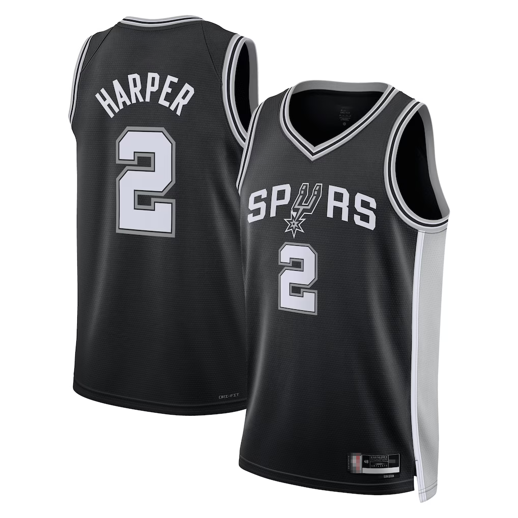 Tlead SA.Spurs #2Dylan Harper Black 2025 NBA Draft First Round Pick Swingman Jerseys - Icon Edition