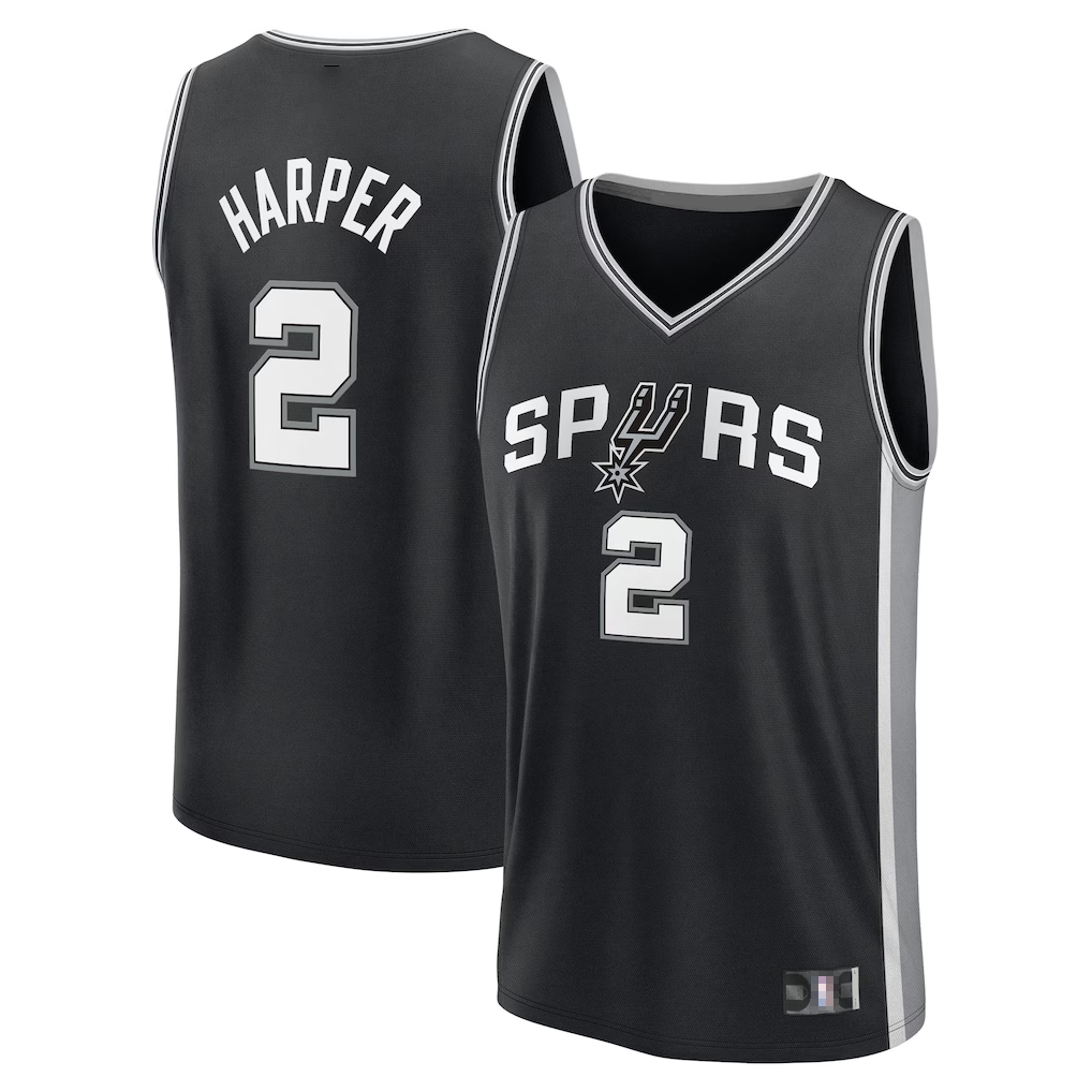 Tlead SA.Spurs #2 Dylan Harper Fanatics Black Fast Break Jerseys - Icon Edition