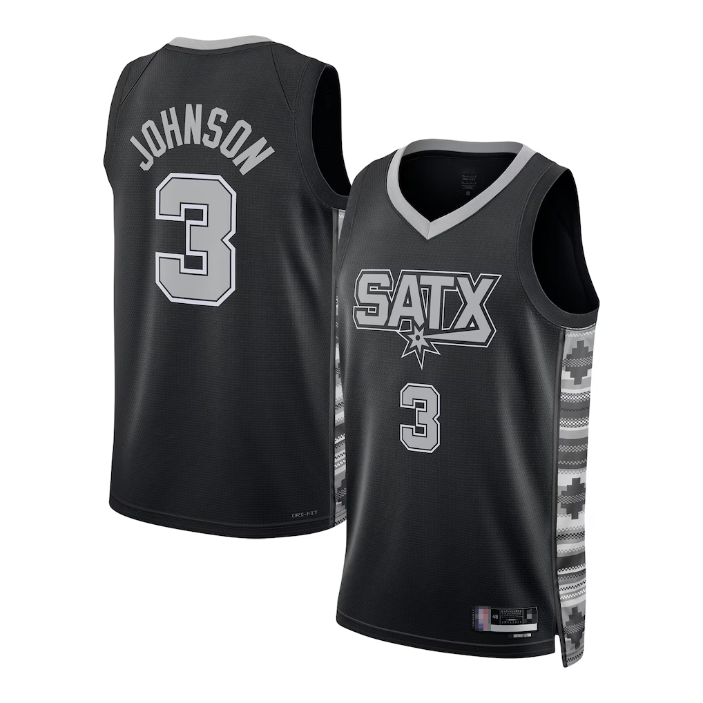 Tlead SA.Spurs #3 Keldon Johnson Black Swingman Jerseys - Statement Edition