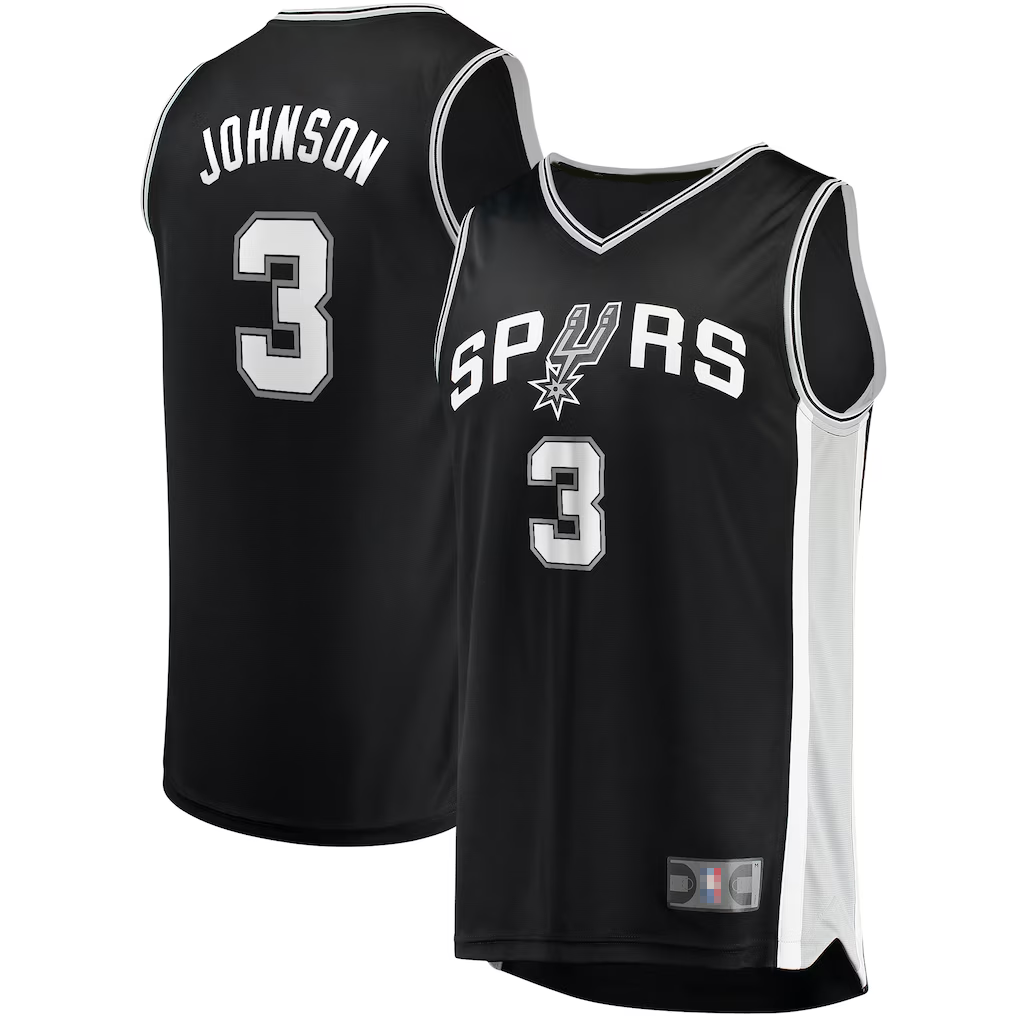 Tlead SA.Spurs #3 Keldon Johnson Fanatics Black Fast Break Replica Jerseys - Icon Edition