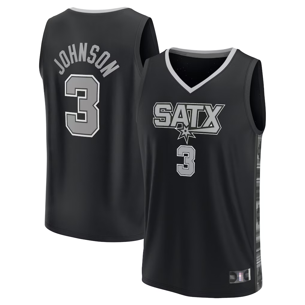 Tlead SA.Spurs #3 Keldon Johnson Fanatics Black Fast Break Replica Player Jerseys - Statement Edition