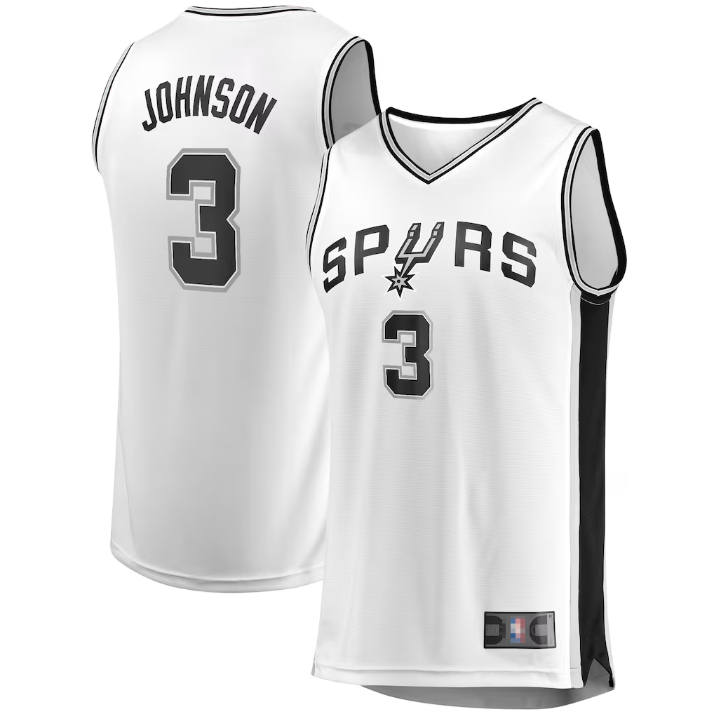 Tlead SA.Spurs #3 Keldon Johnson Fanatics White Fast Break Association Jerseys