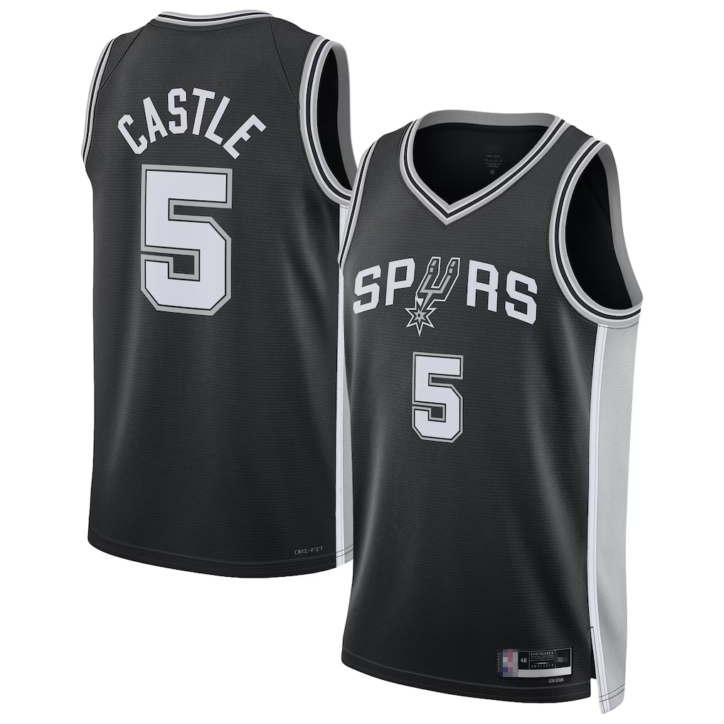 Tlead SA.Spurs #5 Stephon Castle Black Swingman Jerseys - Icon Edition