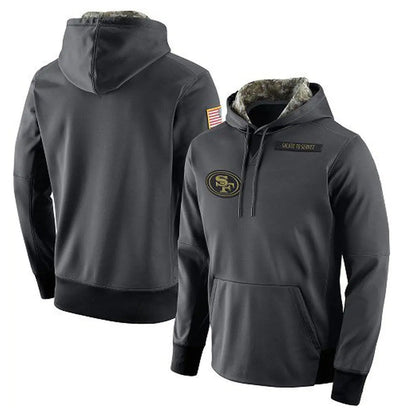 Tlead SF.49ers Anthracite Pullover Hoodies Home Game Blank Player Stitched Jerseys