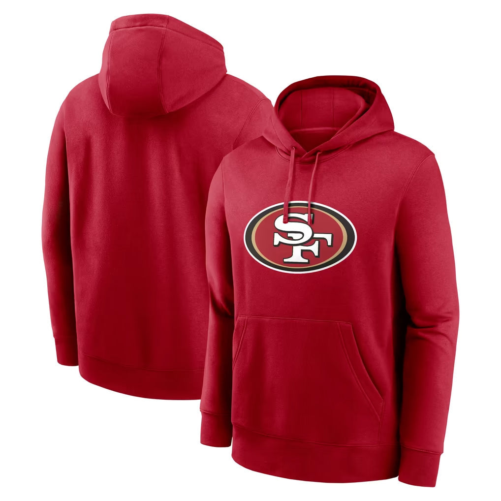 Tlead SF.49ers Red LOGO Pullover Hoodies Home Game Blank Player Stitched Jerseys