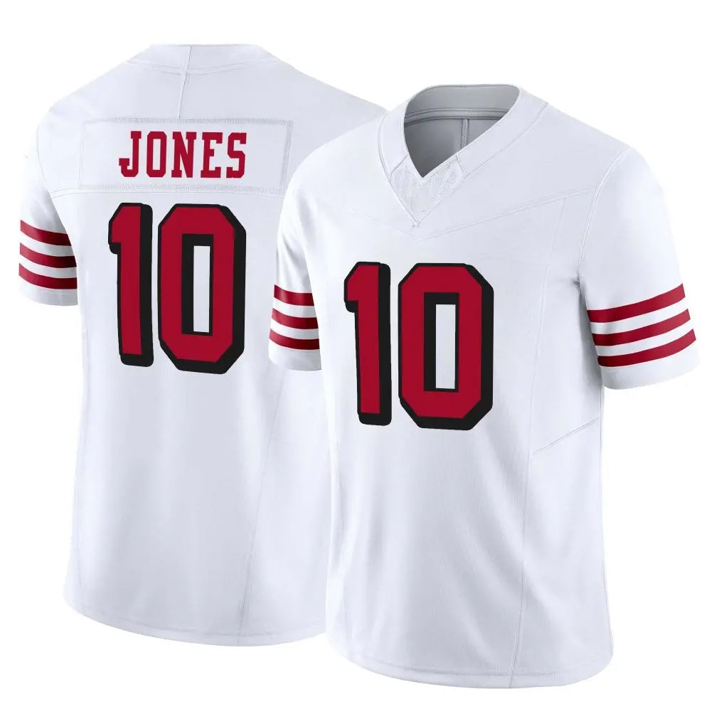 Tlead SF.49ers #10 Mac Jones Player White Limited Alternate Vapor F.U.S.E. Home Game Stitched Jerseys