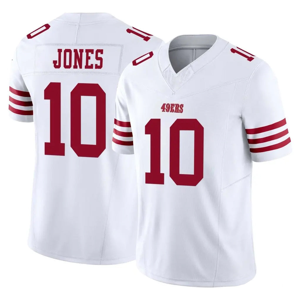 Tlead SF.49ers #10 Mac Jones Player White Limited Vapor F.U.S.E. Home Game Stitched Jerseys