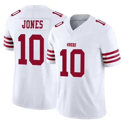 Tlead SF.49ers #10 Mac Jones Player White Limited Vapor F.U.S.E. Home Game Stitched Jerseys