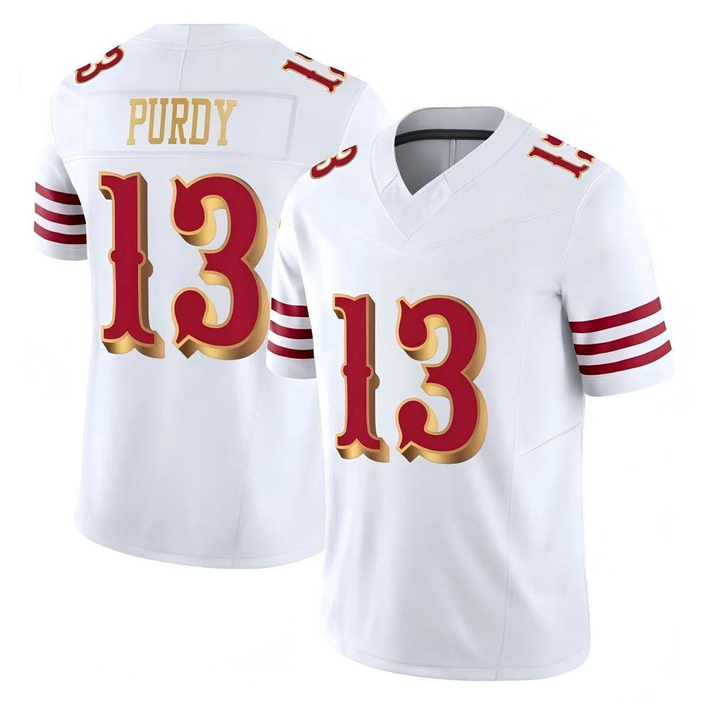 Tlead SF.49ers #13 Brock Purdy Player White 2025 Rivalries Collection Game Limited Stitched Jerseys