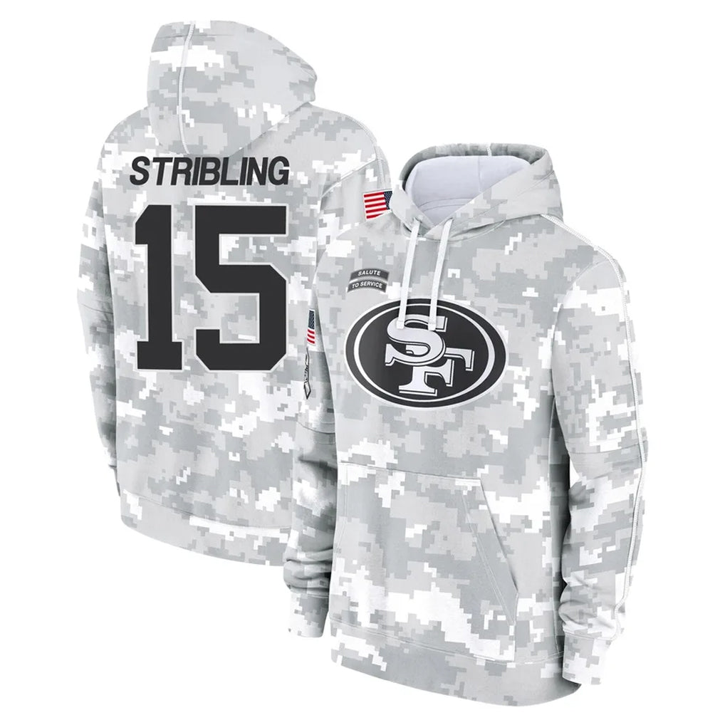 Tlead SF.49ers #15 De'Zhaun Stribling Player Arctic Camo Limited Salute to Service Pullover Hoodies Game Stitched Jerseys