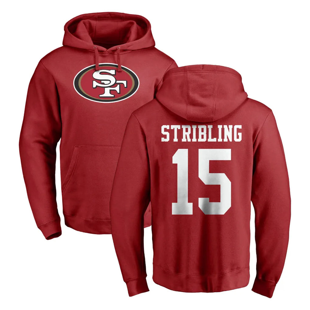 Tlead SF.49ers #15 De'Zhaun Stribling Player Red LOGO Pullover Hoodies Home Game Stitched Jerseys