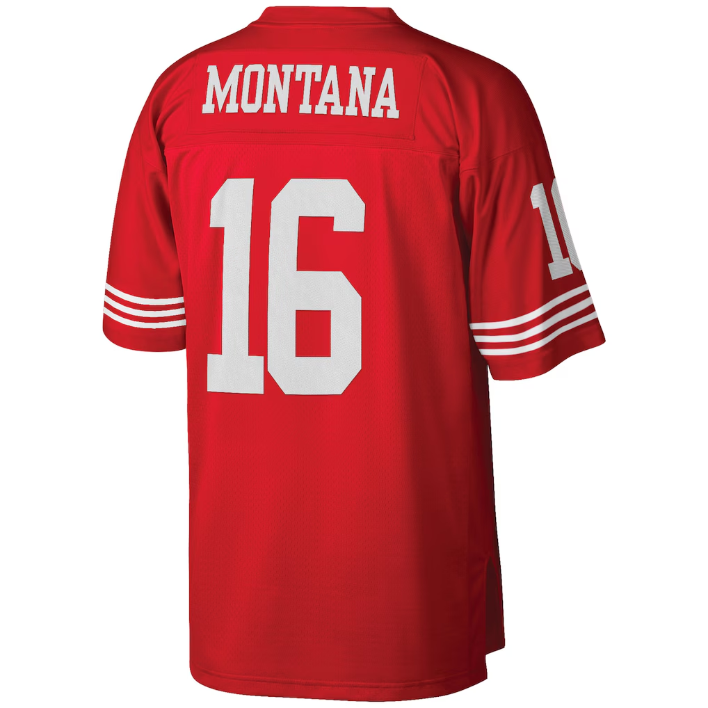 Tlead SF.49ers #16 Joe Montana Mitchell & Ness Scarlet Big & Tall 1990 Retired Player Replica Jersey