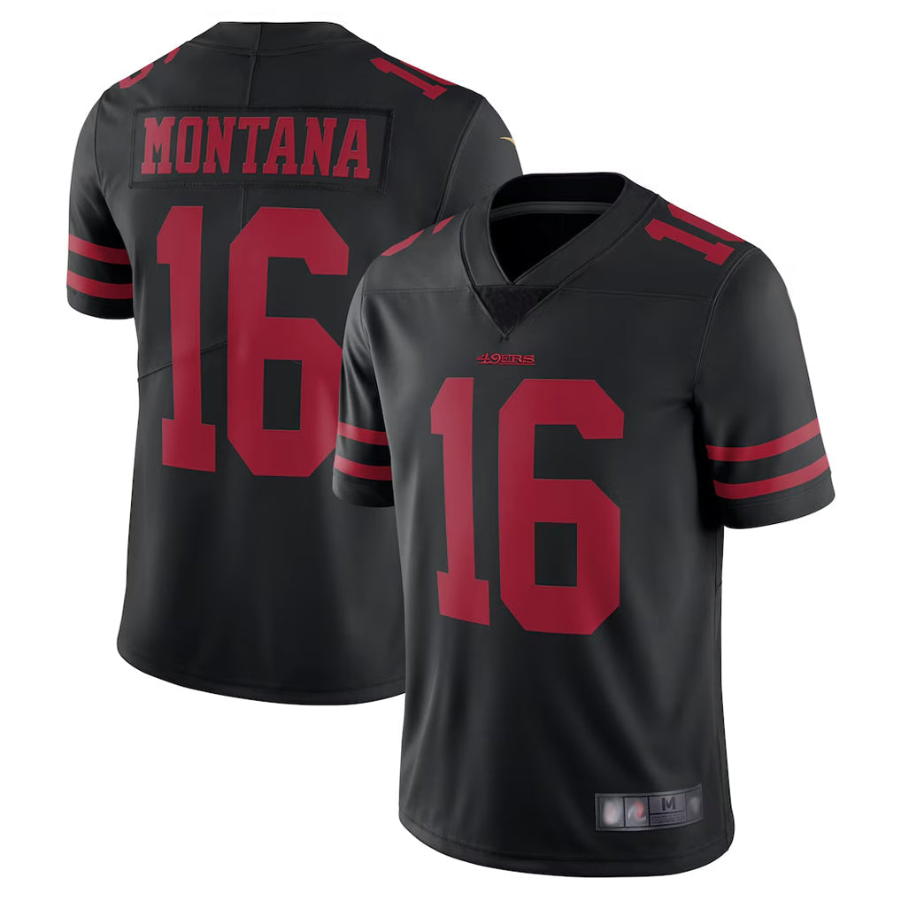 Tlead SF.49ers #16 Joe Montana Player Black Vapor Untouchable Limited Throwback Stitched Jerseys