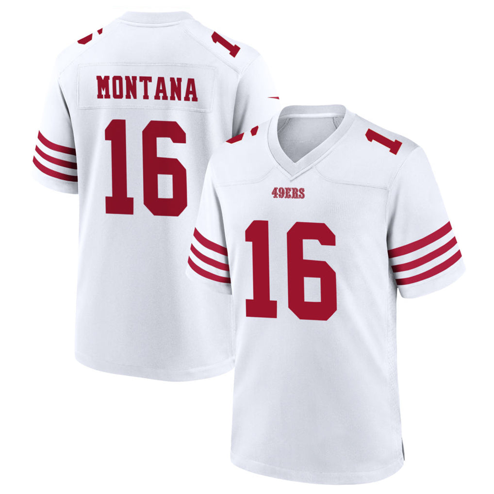 Tlead SF.49ers #16 Joe Montana Player White Home Game Stitched Jerseys